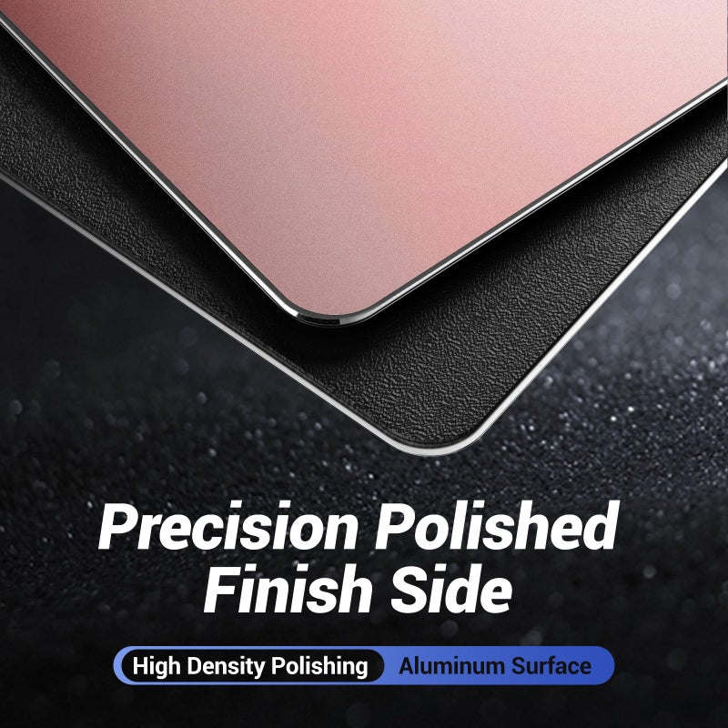 HONKID Metal Aluminum Mouse Pad Pink, Office and Gaming Thin Hard Mouse Mat Double Sided Waterproof Fast and Accurate Control Mousepad for Laptop, Computer and PC,9.06"x7.08",Rose Gold - Image 3